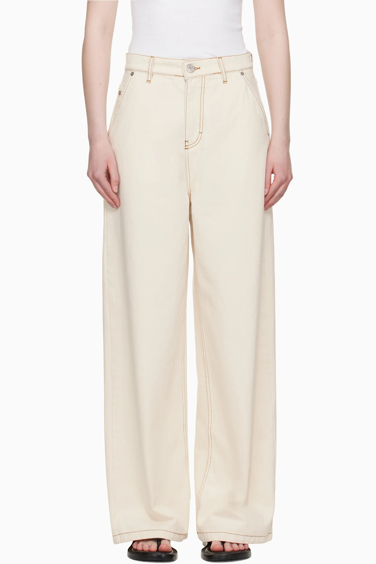 Beige Wide Fit Jeans