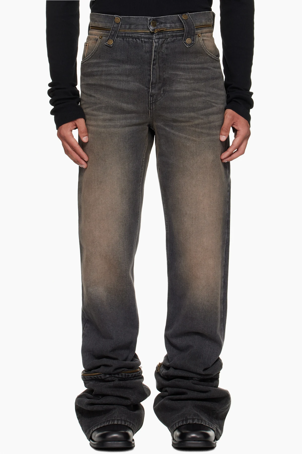 Black & Brown Fitted Jeans