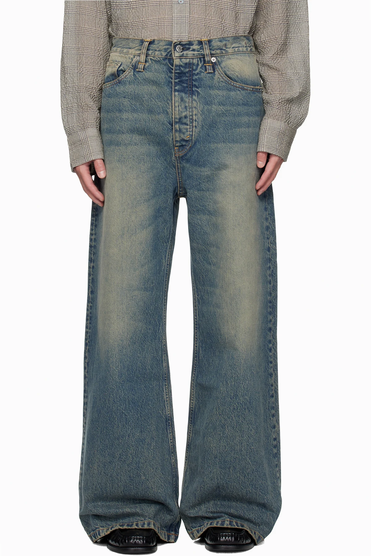 Blue Wide-Leg Skid Jeans