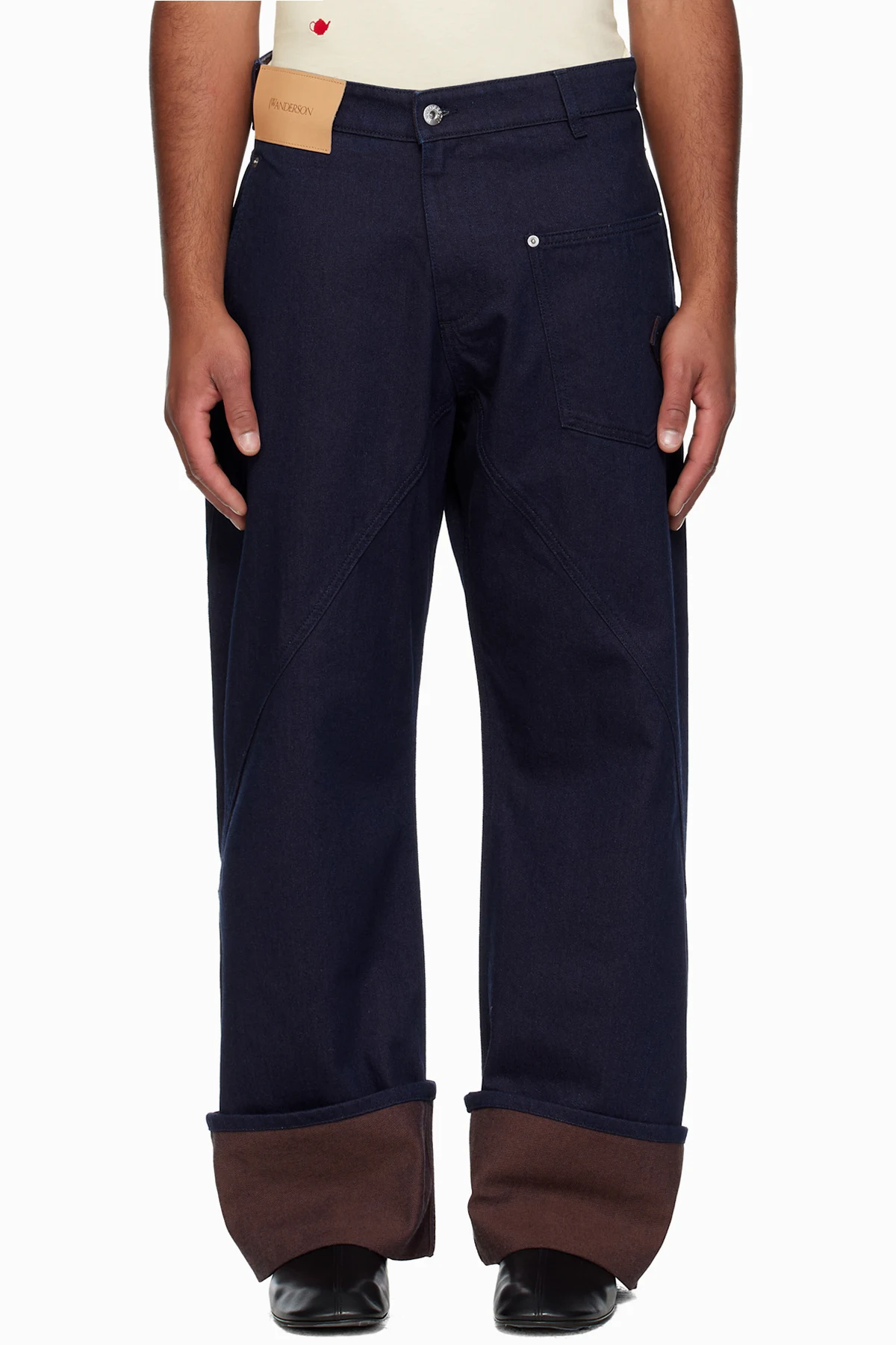 Navy Turn Up Twisted Workwear Jeans