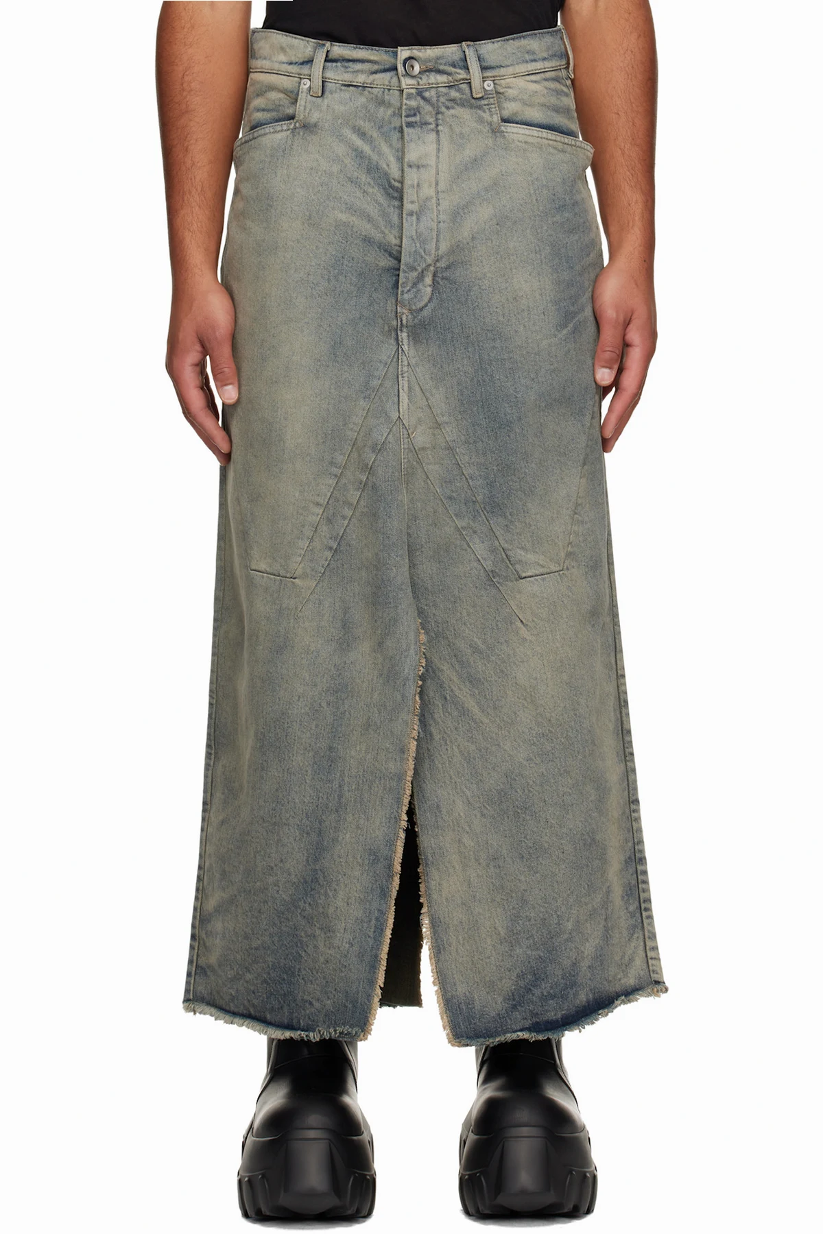 Blue Concordians Slivered Denim Maxi Skirt