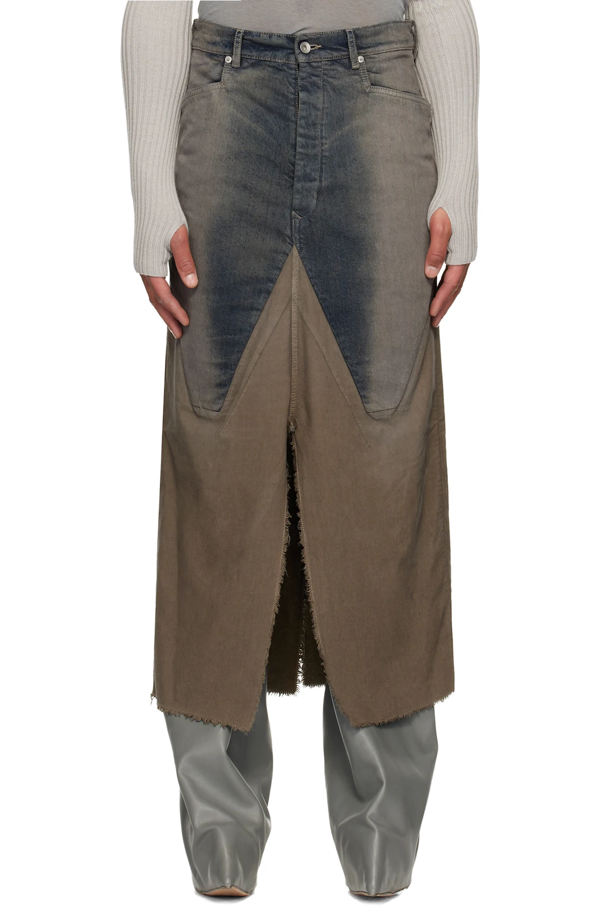Gray Concordians Long Slivered Denim Skirt