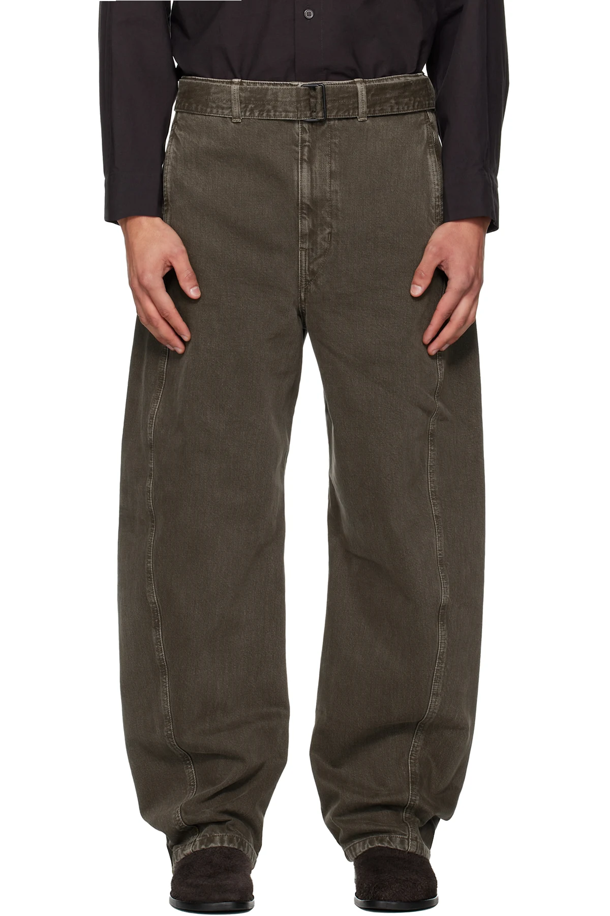 Khaki Twisted Belt Jeans