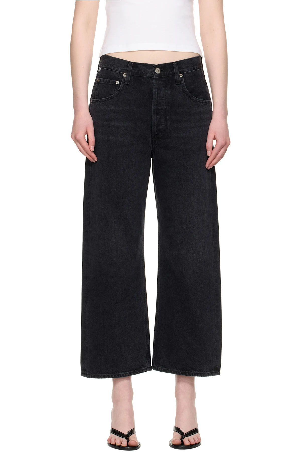 Black Wide Leg Vintage Gaucho Jeans