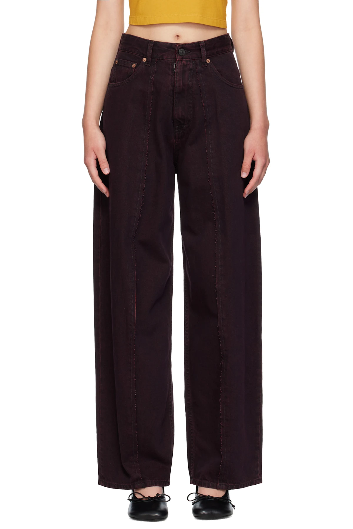 Burgundy Wide-Leg Jeans