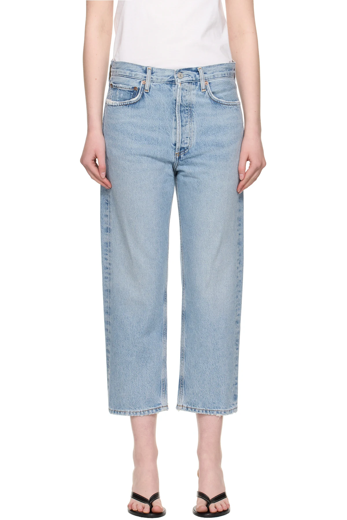 Blue 90's Crop Mid Rise Straight Jeans