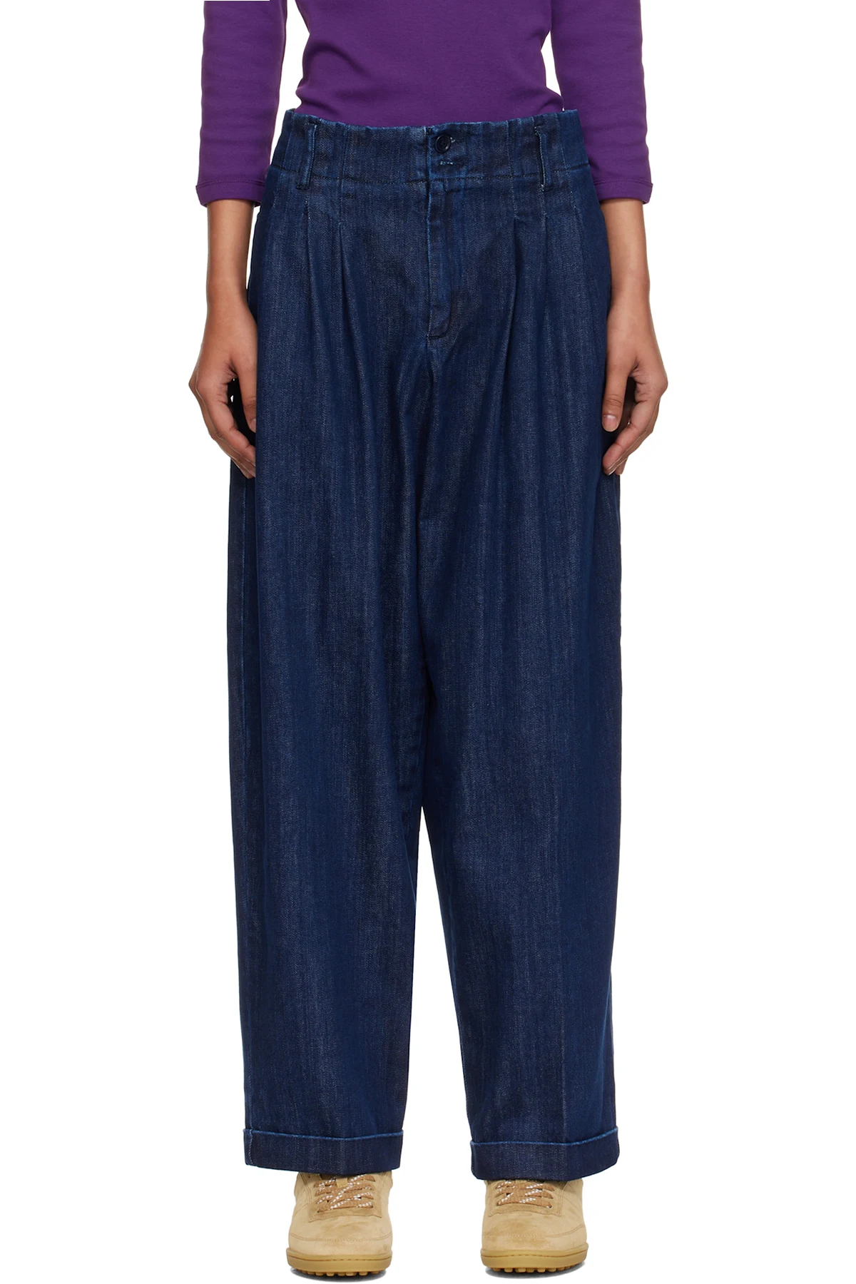 Navy Earth Keaton Denim Trousers