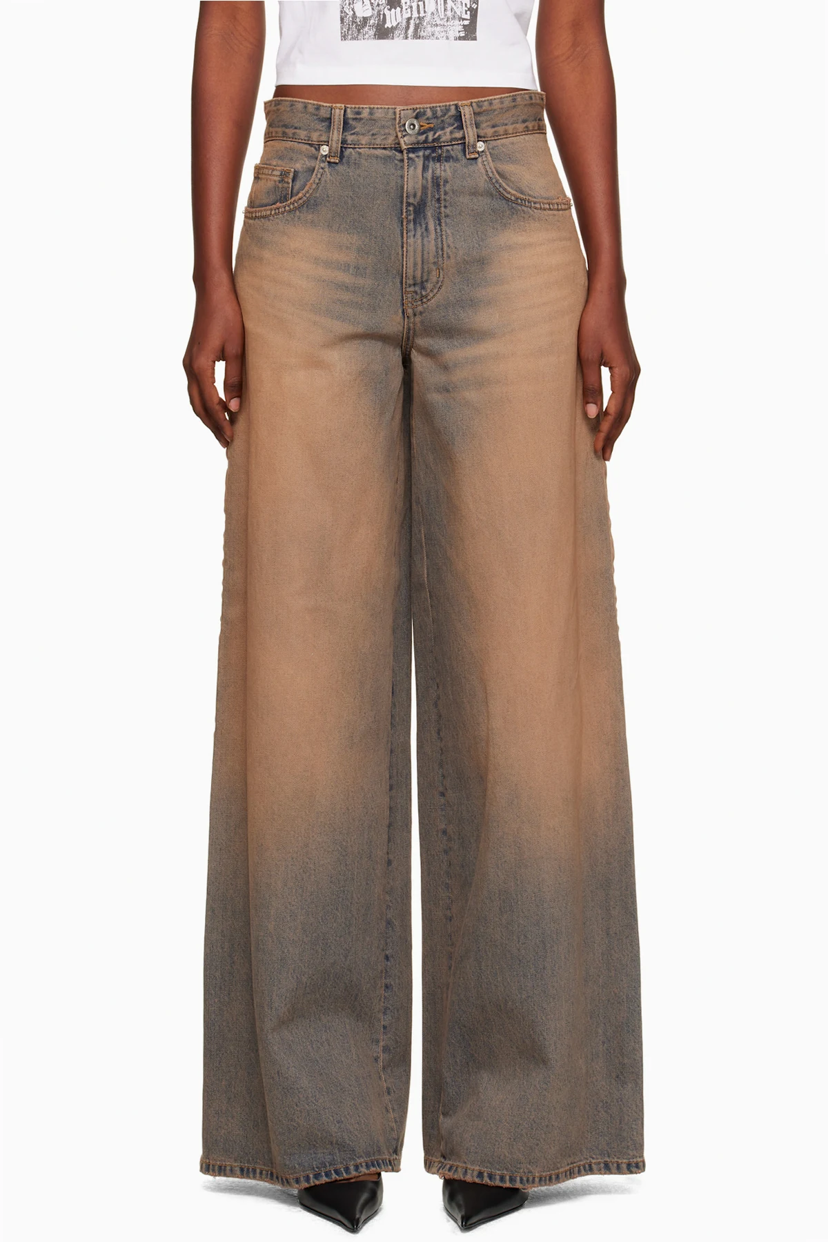 Blue & Beige Side-Striped Jeans