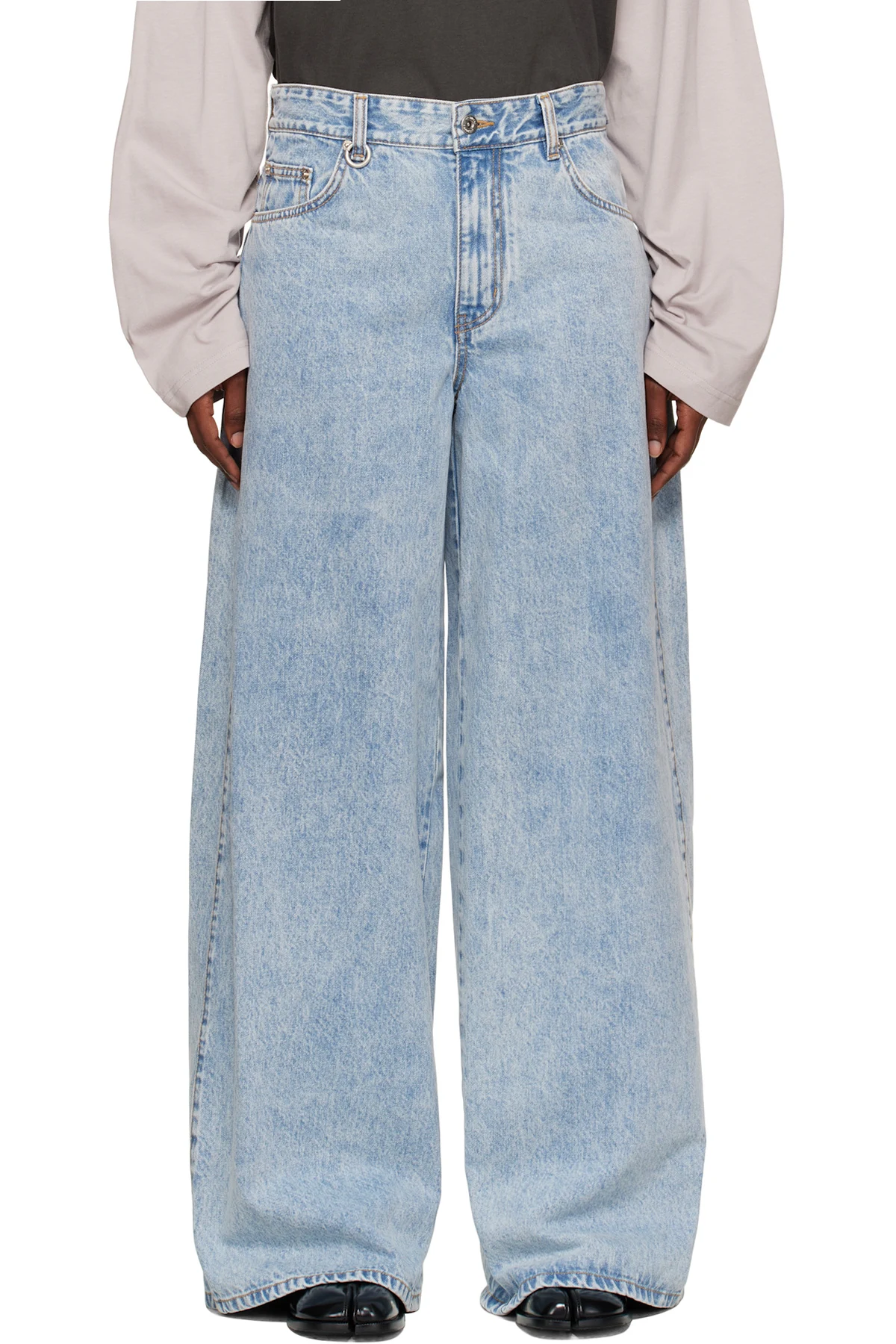 Blue Oversized Low-Rise Jeans
