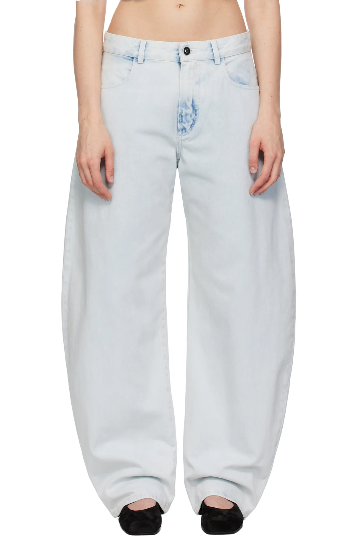 Blue Low Waist Round Jeans