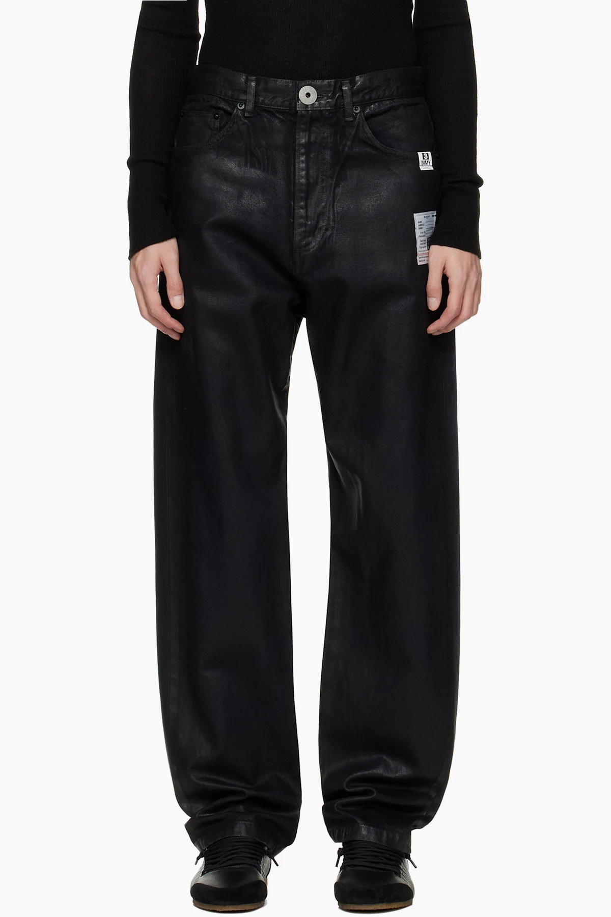 Black & Blue Front Coated Denim Jeans