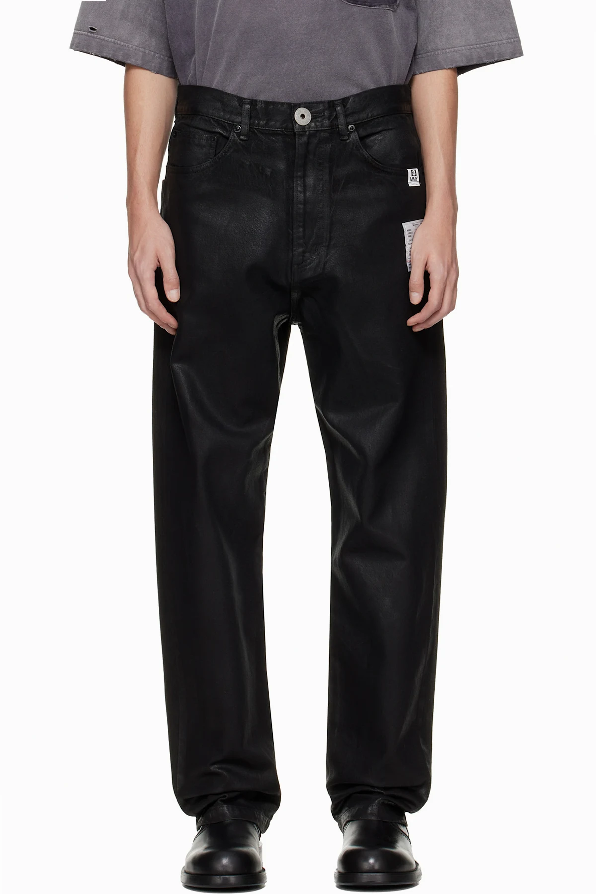 Black Front Coated Denim Jeans