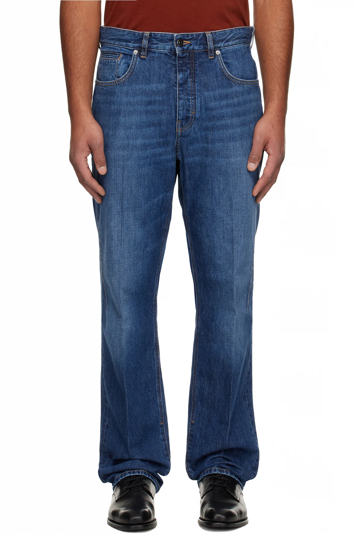 Navy Washed Straight Leg Jeans