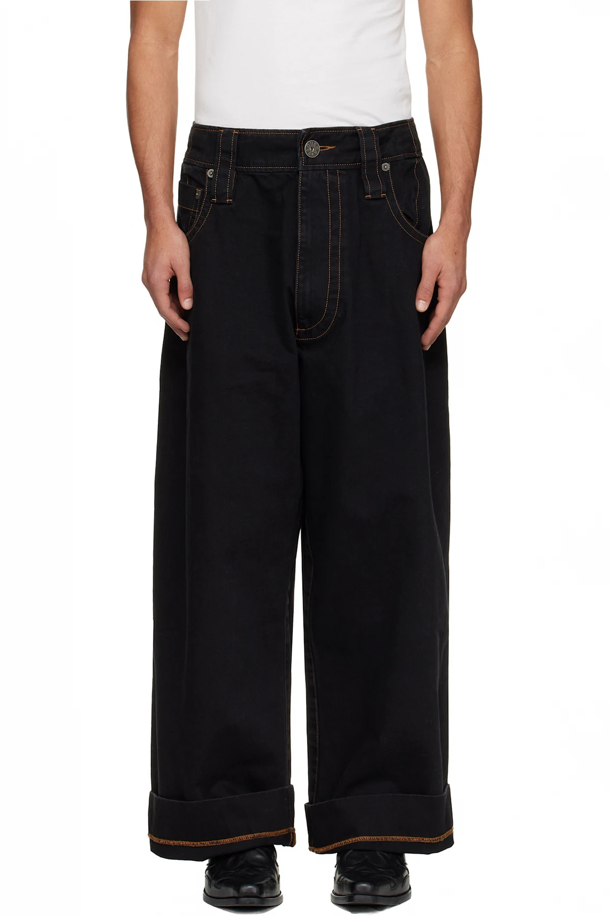 Black Wide-Leg Baby Jeans