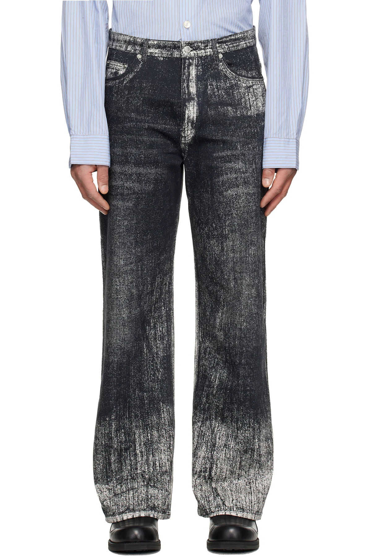 Black Paint Print Jeans