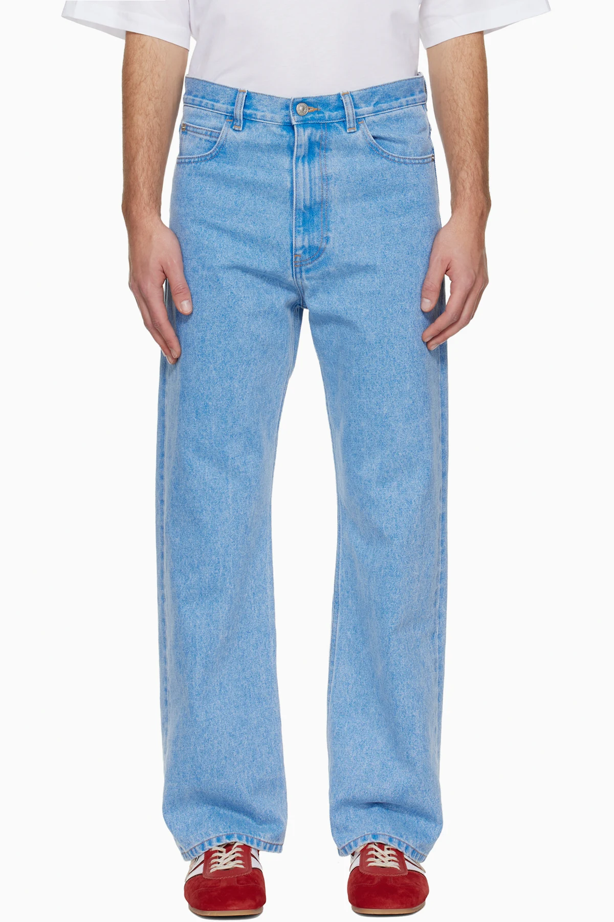 Blue Organic Denim Wide-Leg Jeans