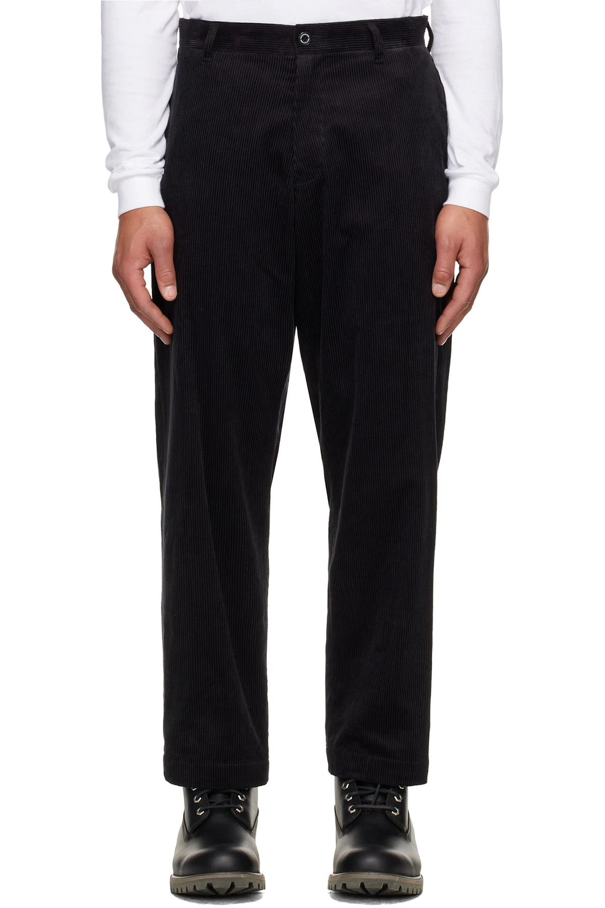Black Corduroy Plain Trousers