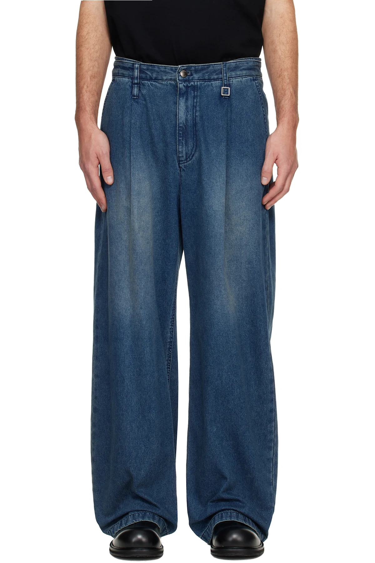 Blue Wide Folding Jeans