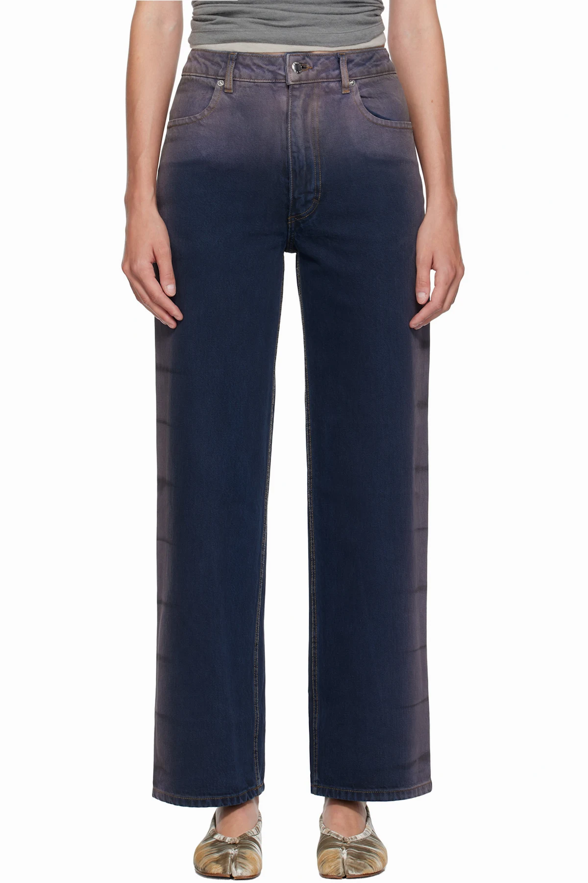 Blue & Purple Wide Leg Jeans