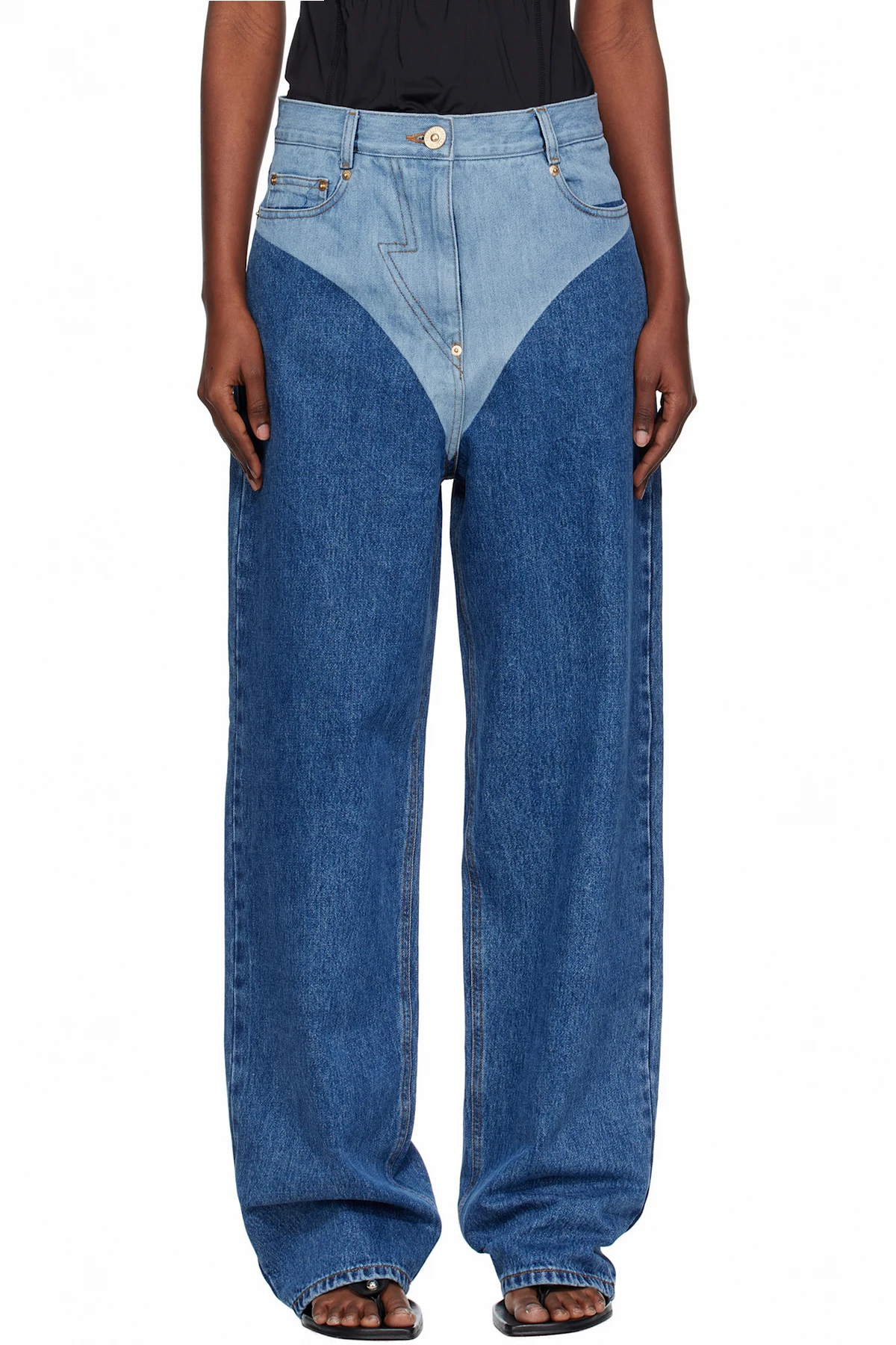 Blue Panty Printed Wide Jeans