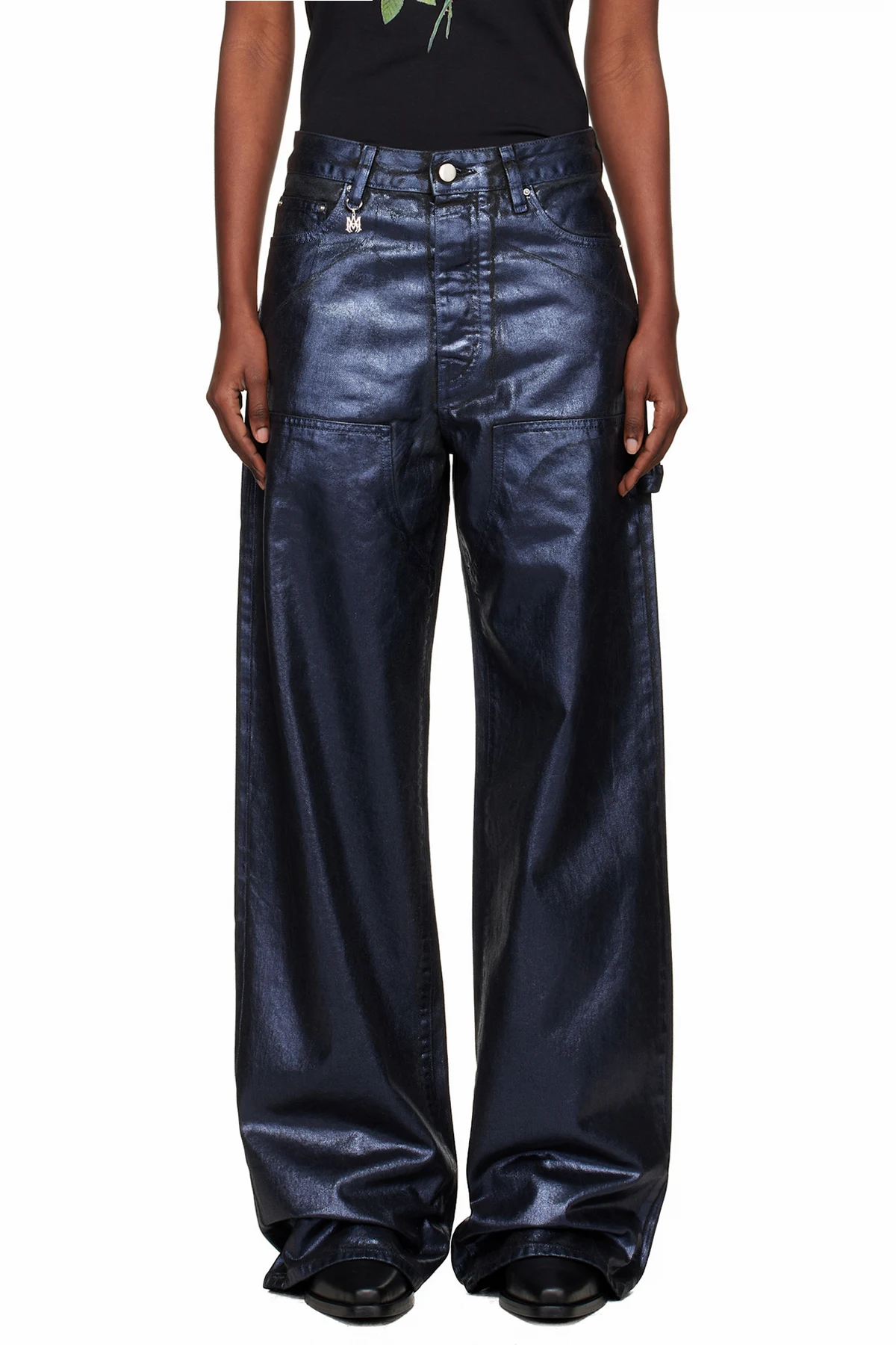 Navy Coated Denim Carpenter Jeans