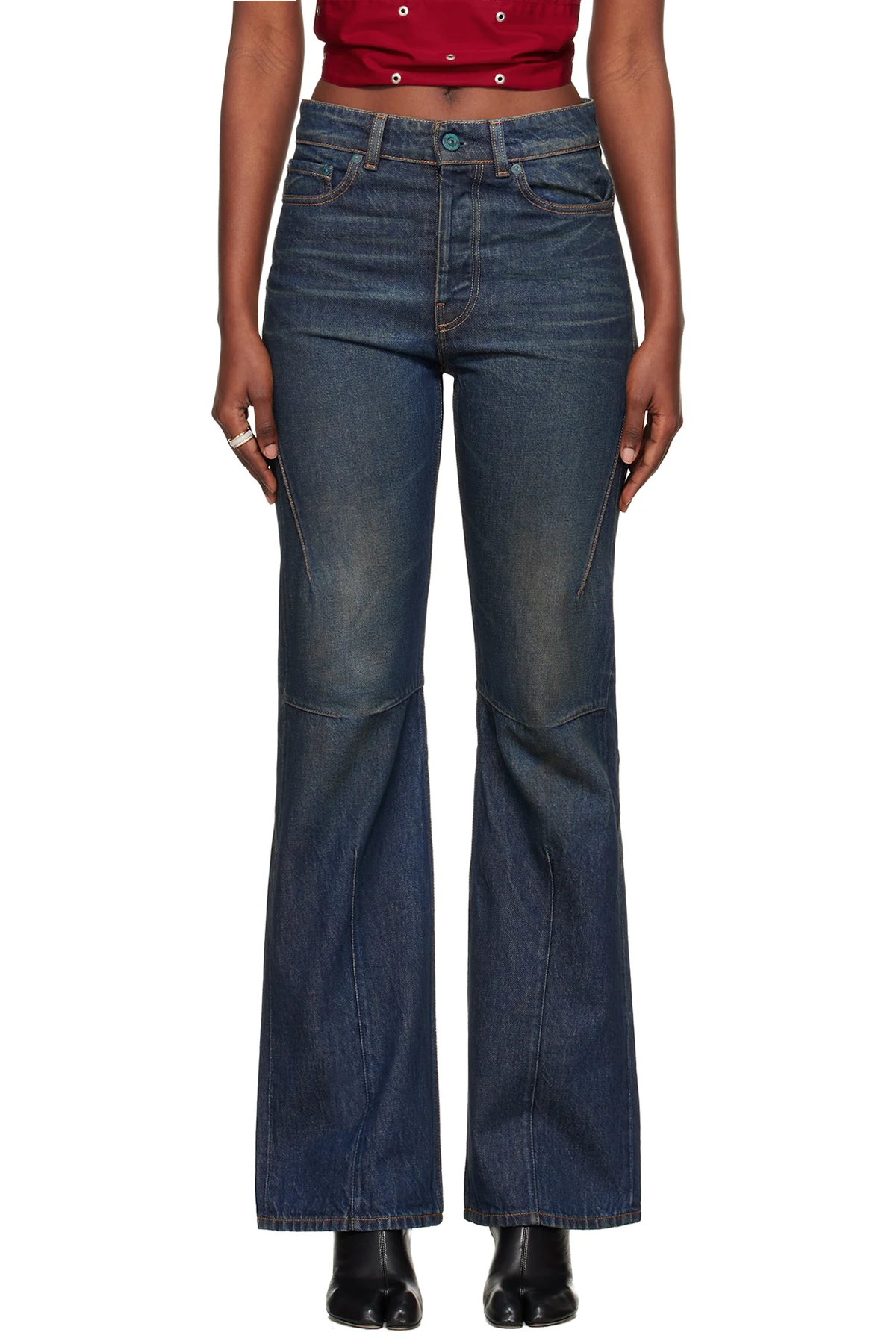 Navy Moto Cut Jeans