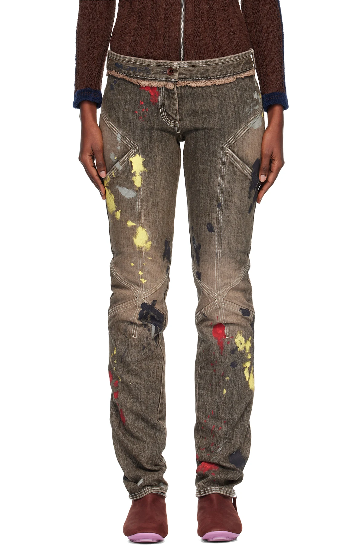 Brown K Painted Slim Jeans