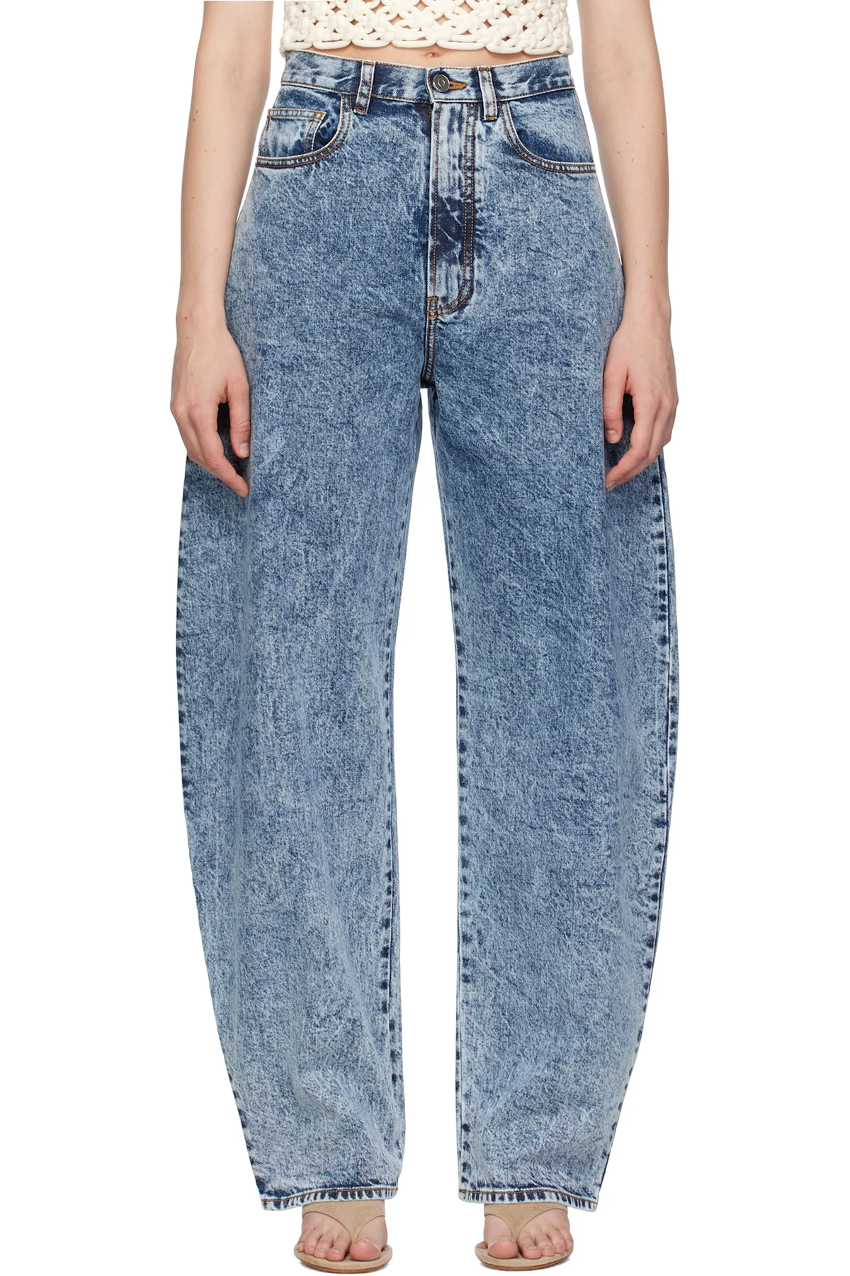 Blue High Waisted Round Jeans