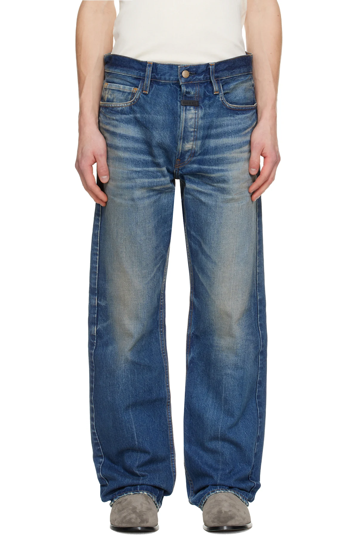 Blue Straight 5 Pocket Jeans