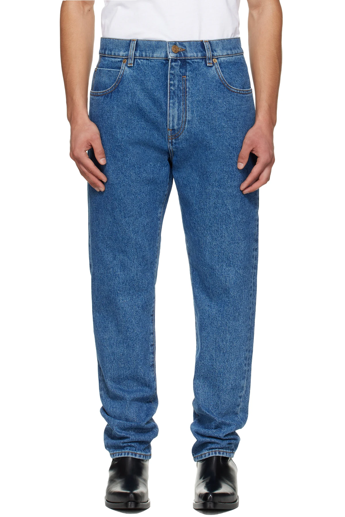 Blue Straight-Cut Jeans