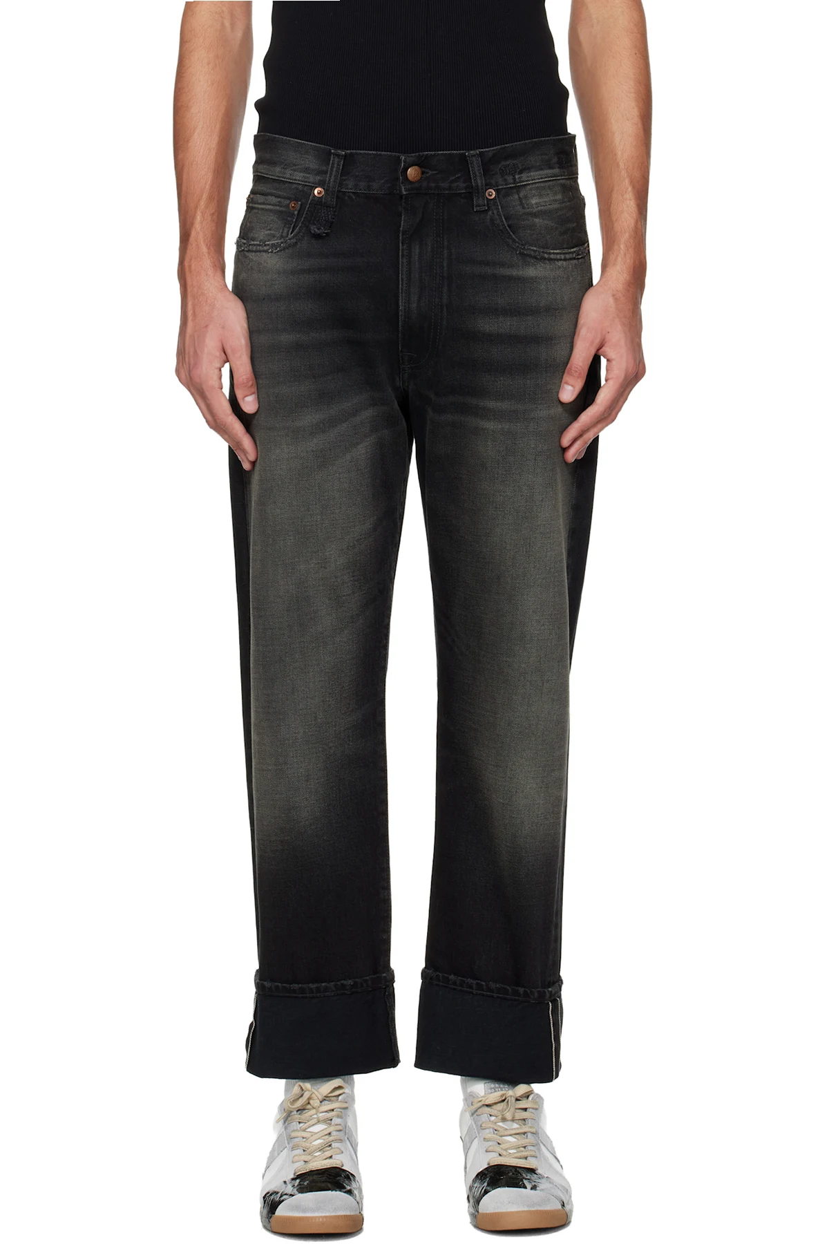 Black Cuffed Boyfriend Jeans