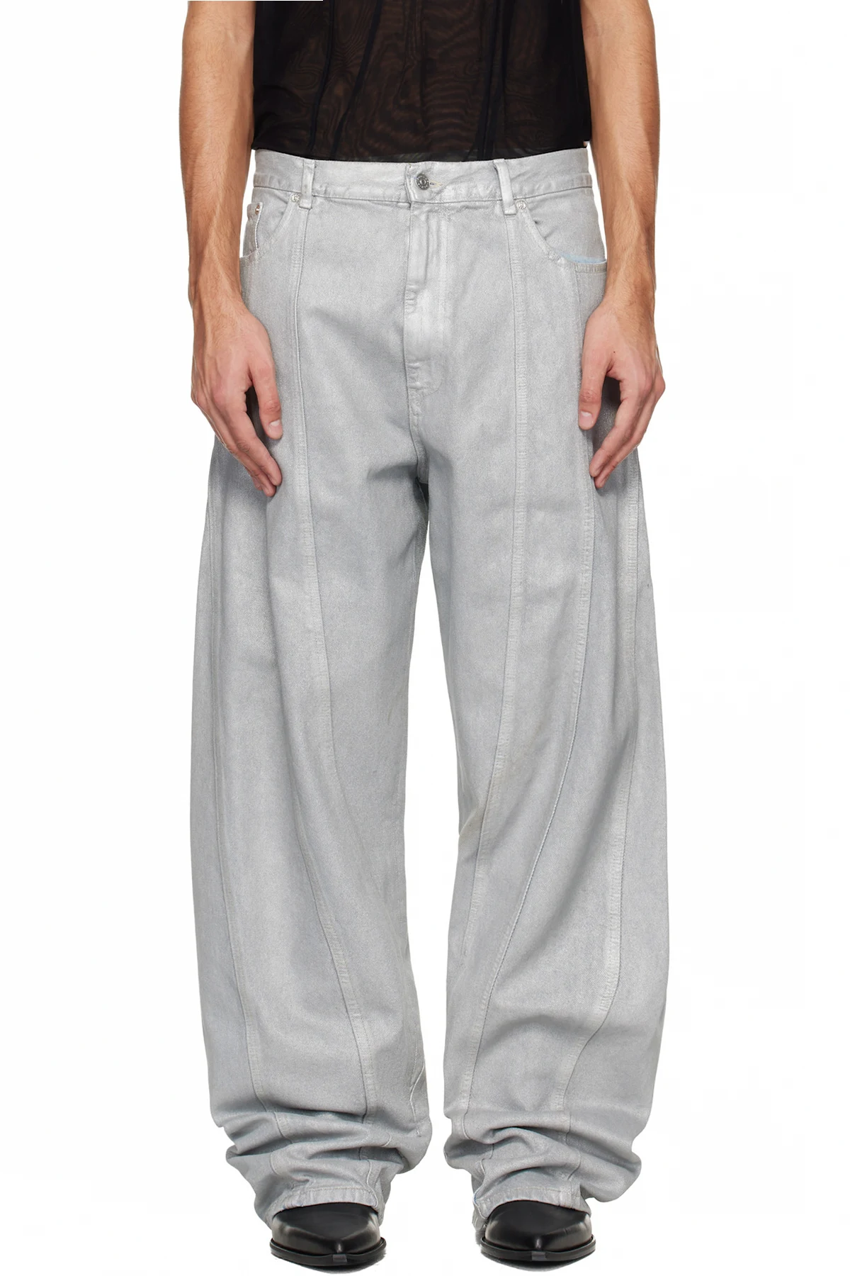 Blue Oversized Spiral Jeans