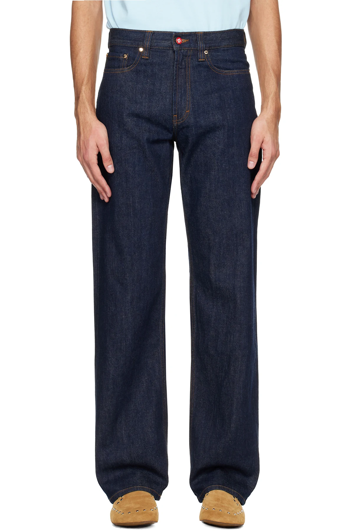 Navy Selvedge Embroidered Laurel Jeans