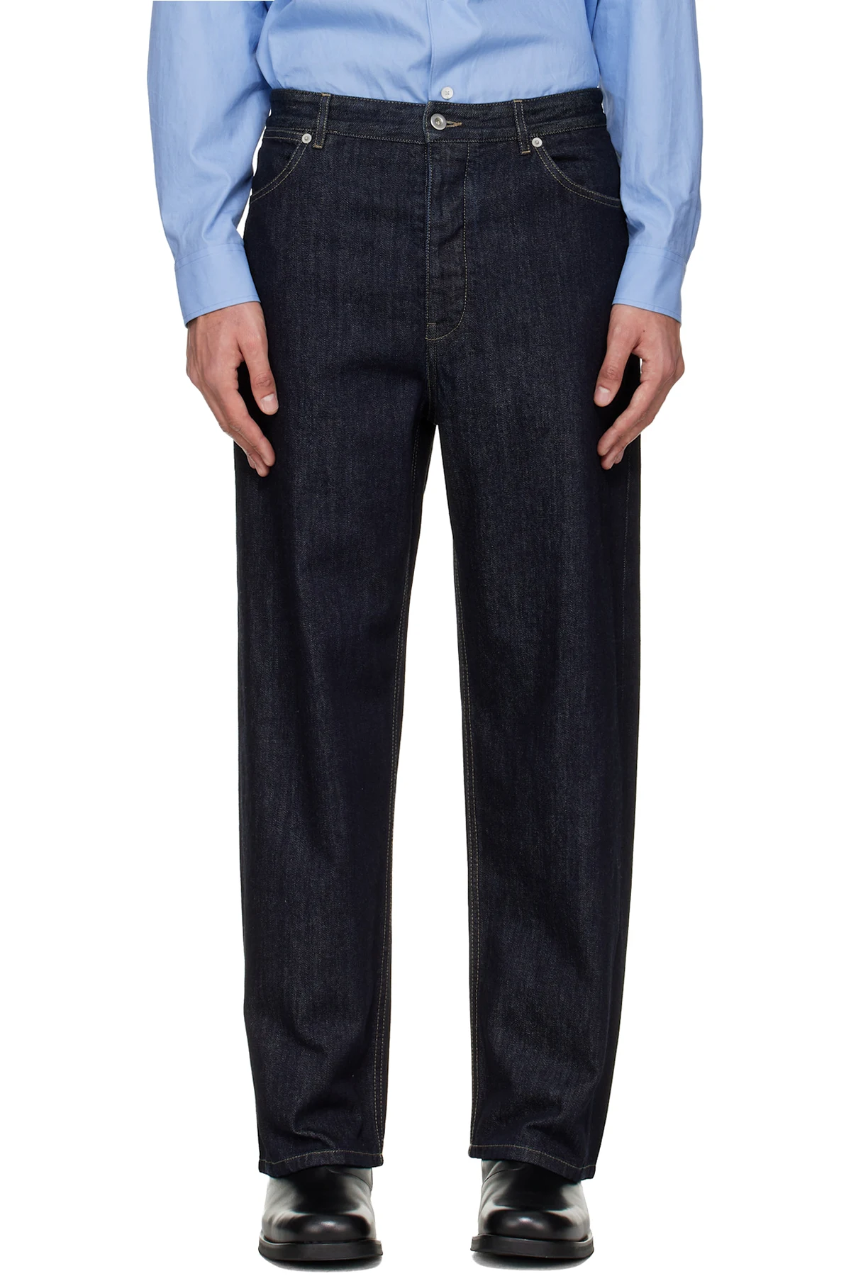 Navy Contrast Stitch Jeans