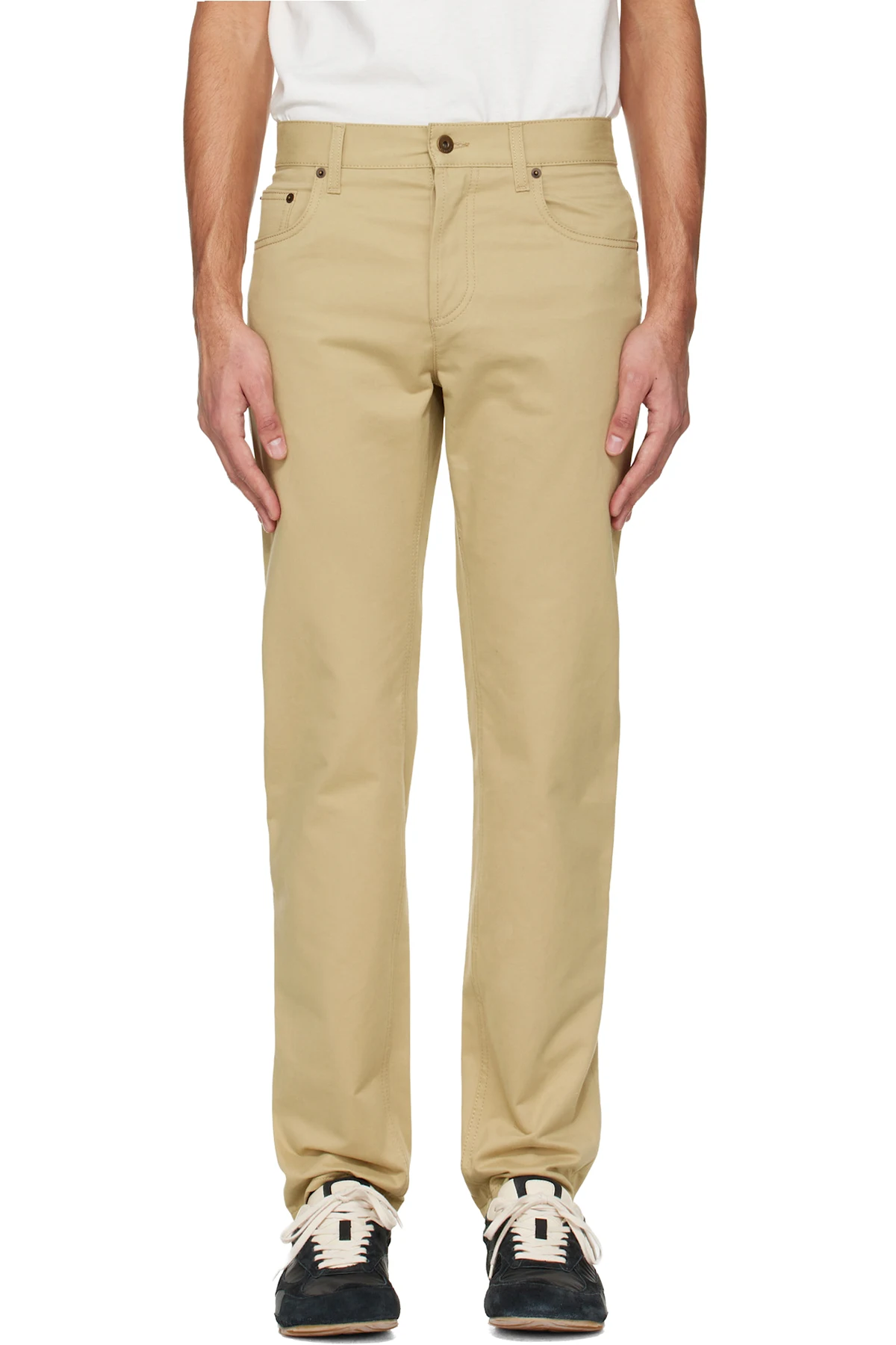 Beige Logo Patch Jeans