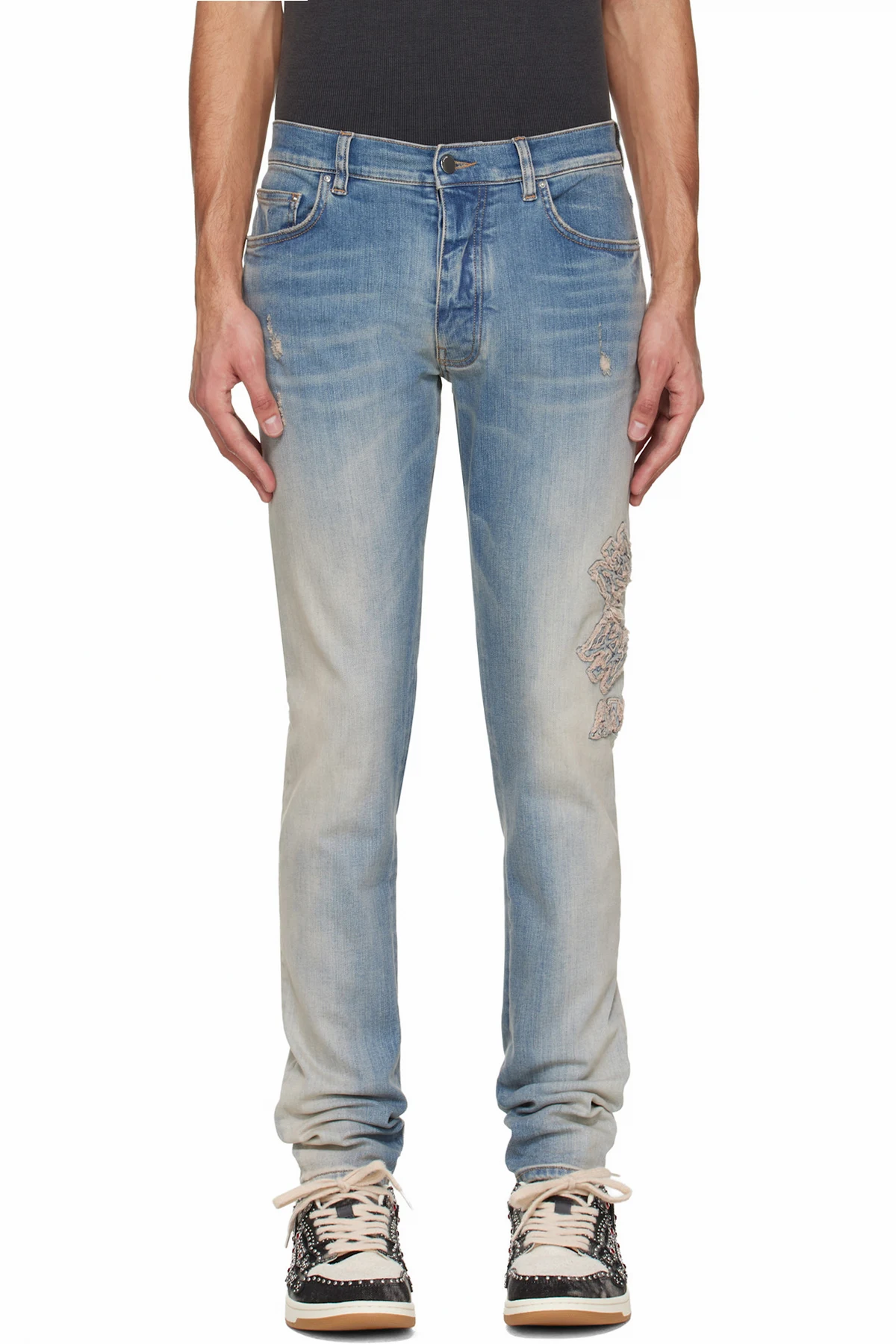 Blue MA Quad Applique Skinny Jeans