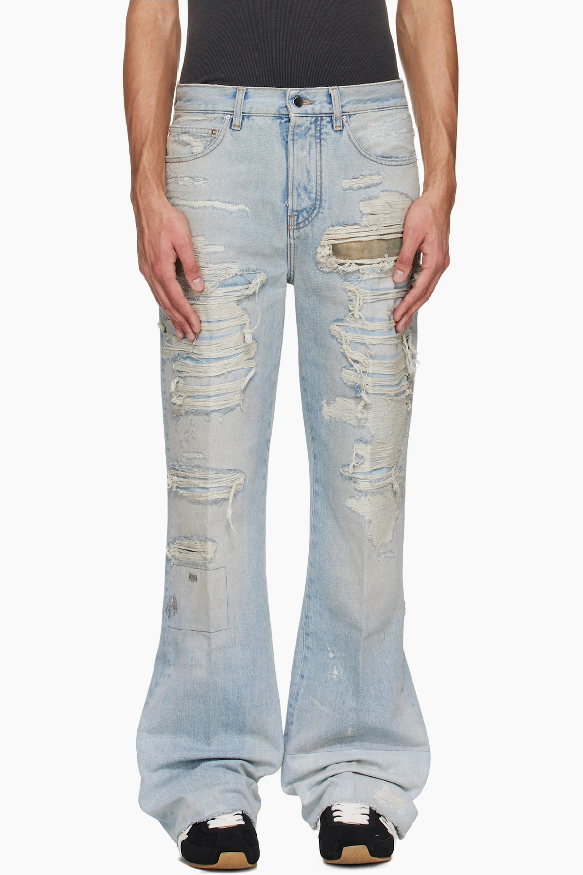 Blue Camo Repair Boot Cut Jeans