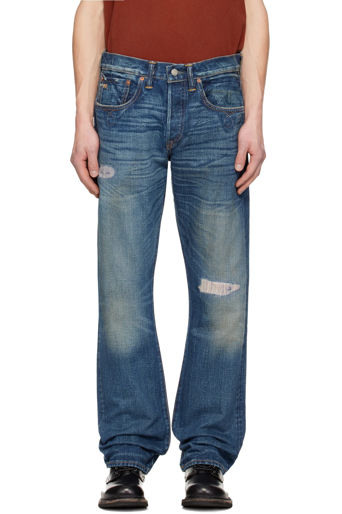 Blue Slim Boot Sutton Repaired Selvedge Jeans