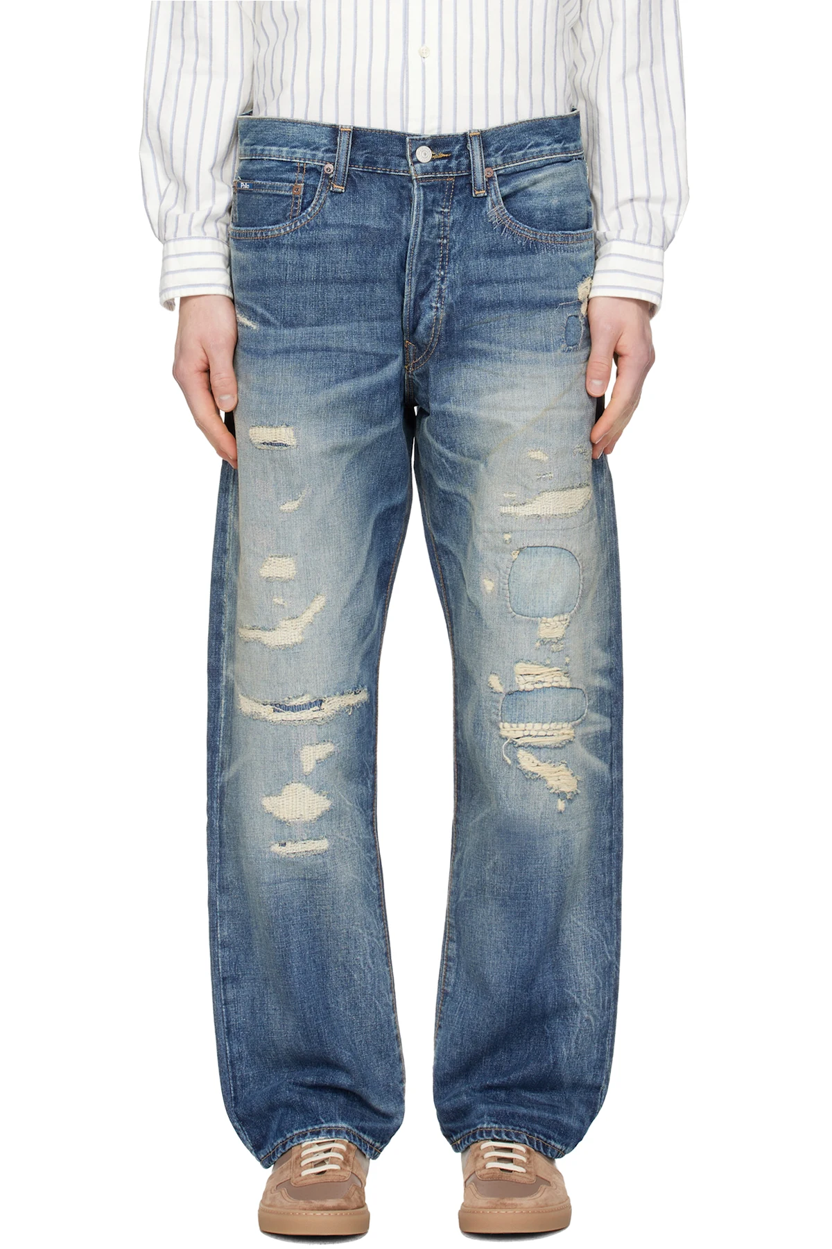Blue Vintage Classic Distressed Jeans