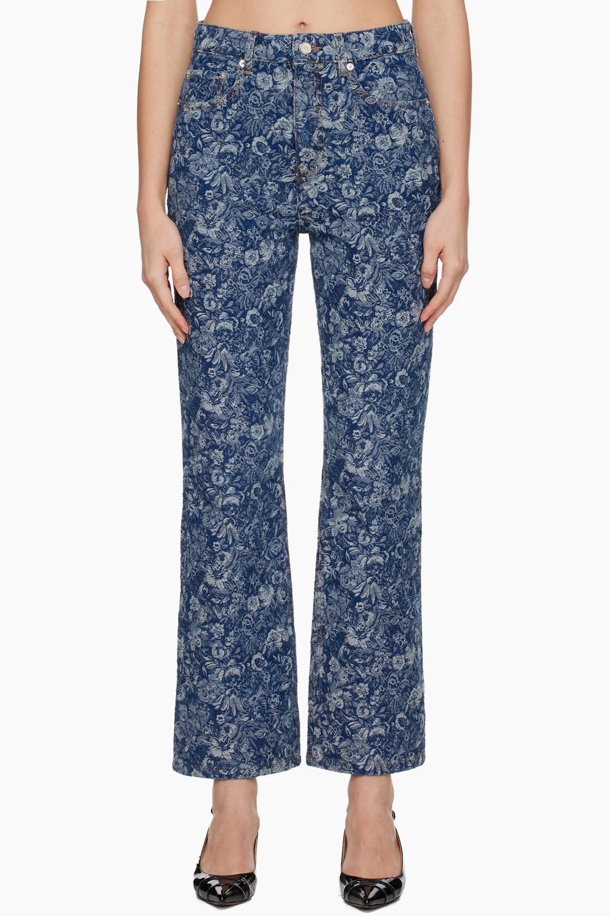 Blue Straight Tapestry Cropped Betzy Jeans