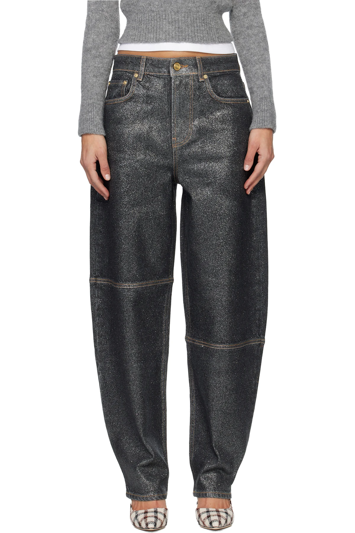 Black Shimmery Foil Stary Jeans