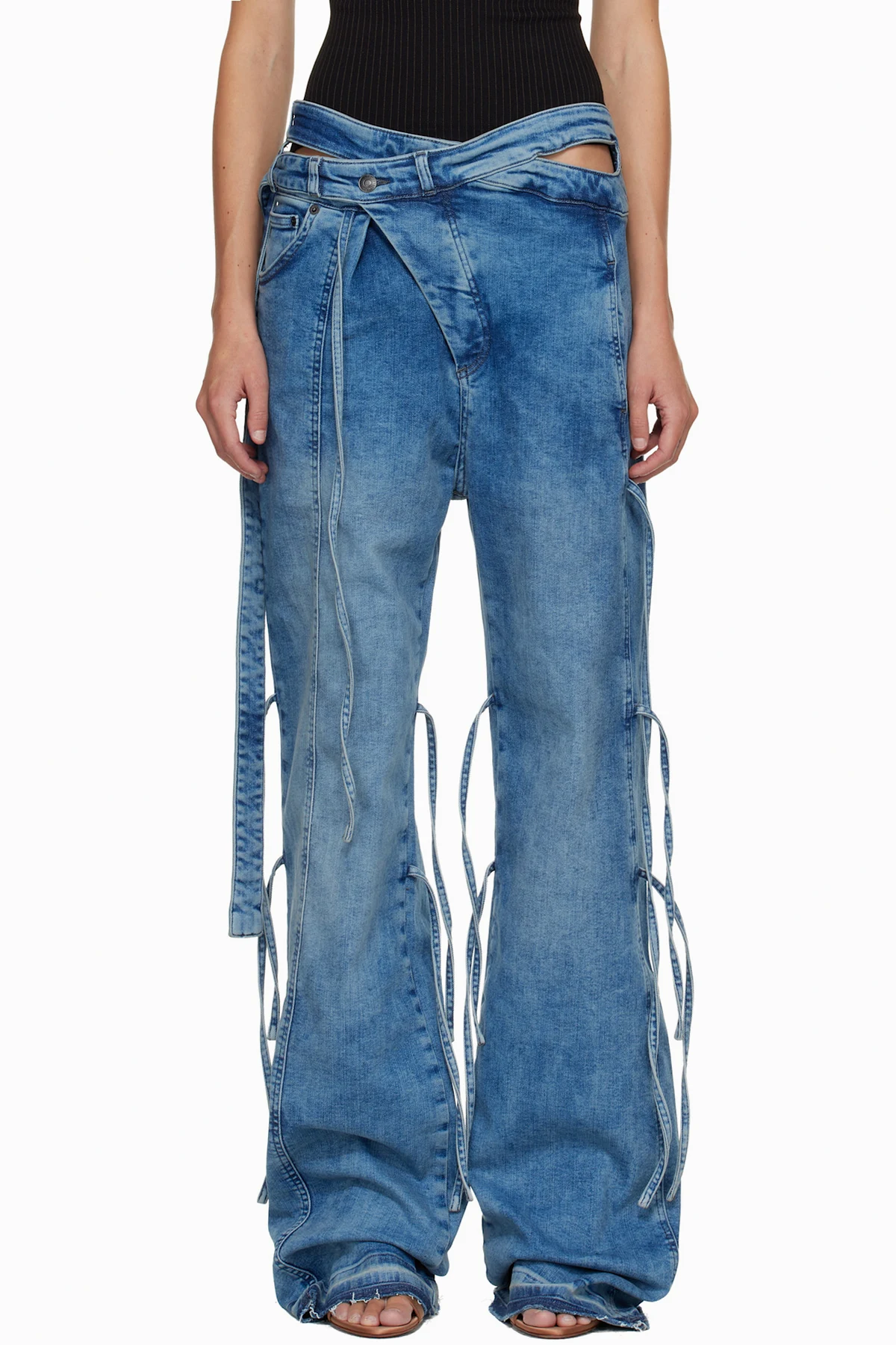 Blue Strappy Signature Wrap Jeans