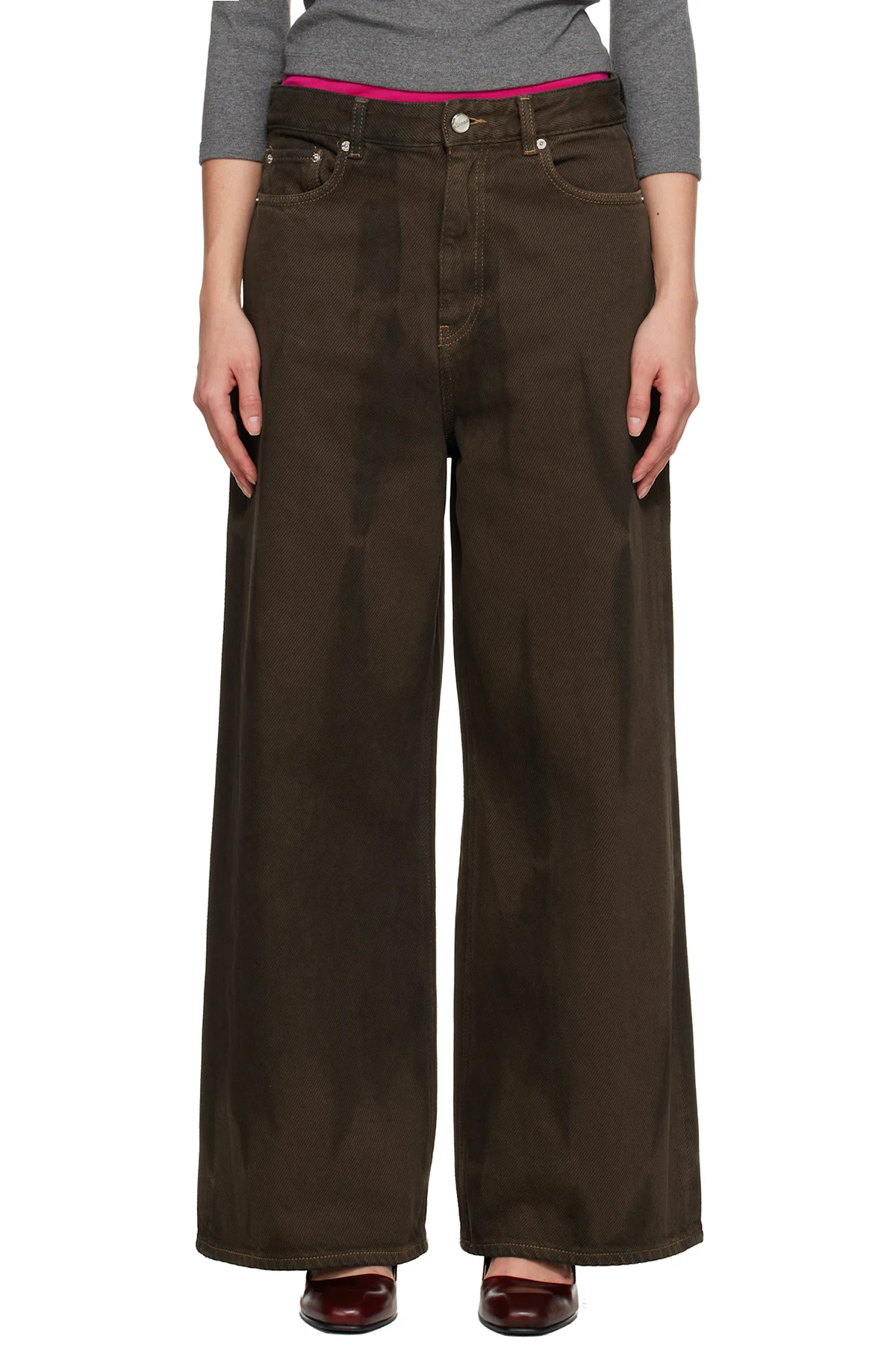 Brown Baggy Overdyed Jeans