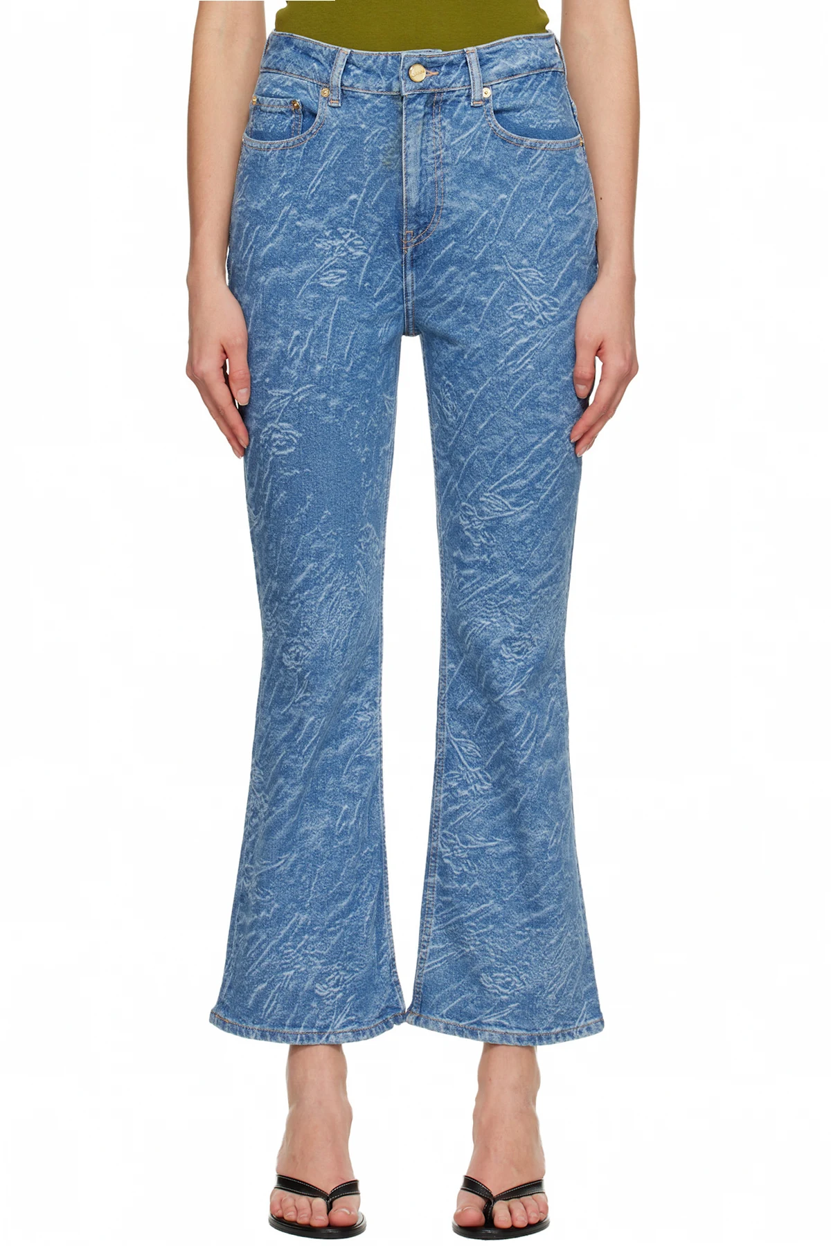 Blue Straight 3D Laser Betzy Cropped Jeans
