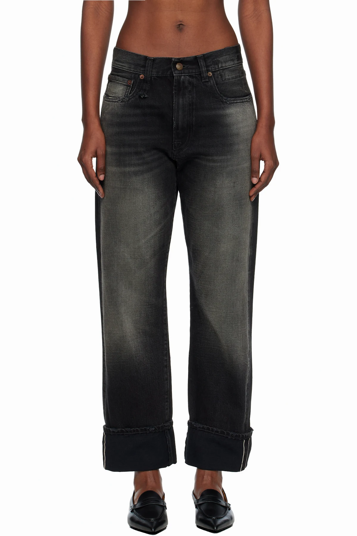 Black Cuffed Boyfriend Jeans