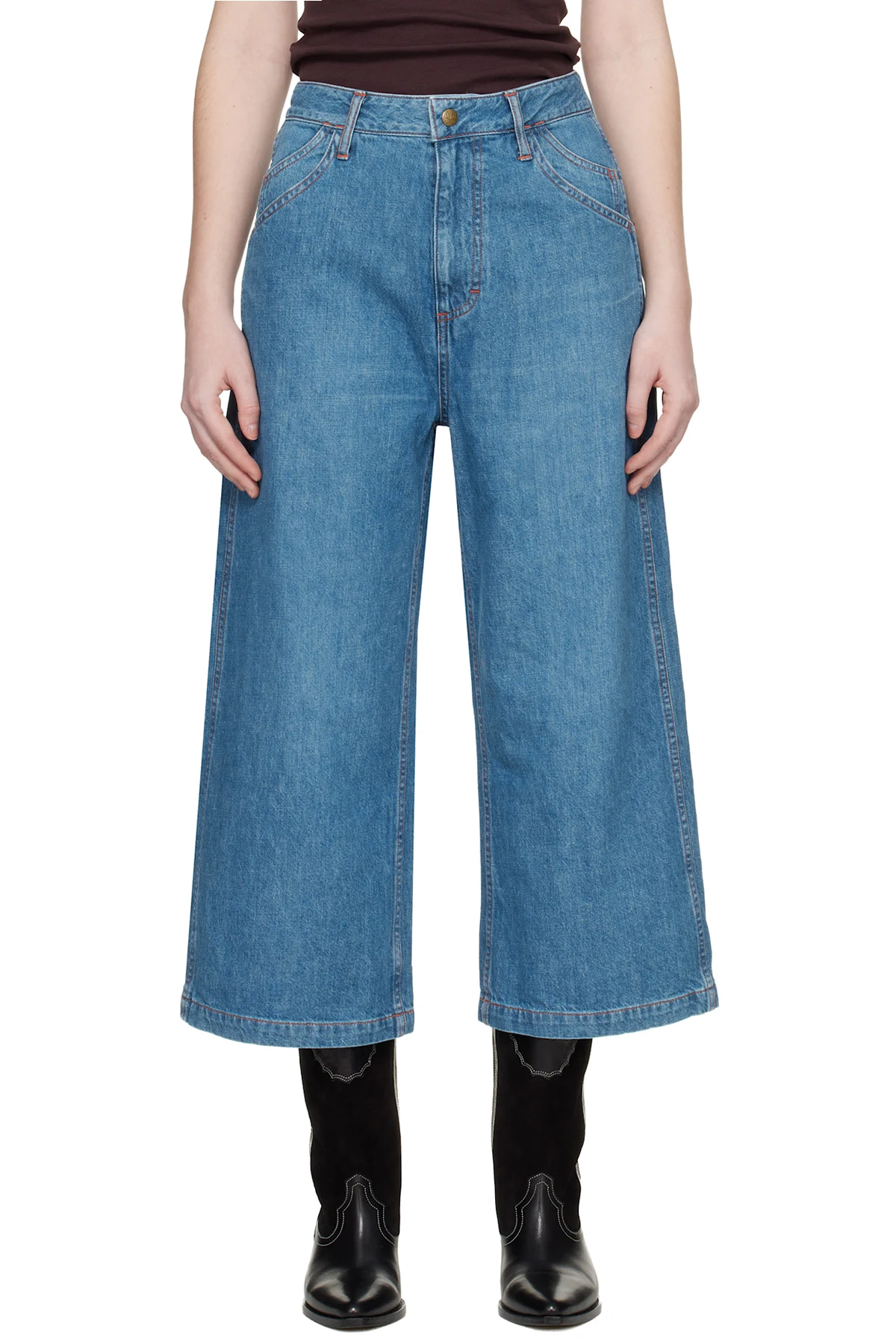Blue Cropped Buggy Jeans