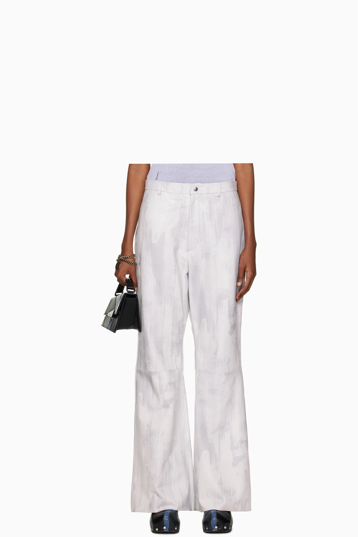 SSENSE Exclusive White Leather Trousers
