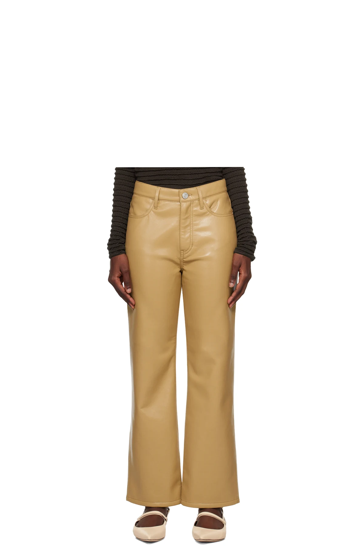 Tan 'Le Jane' Leather Pants