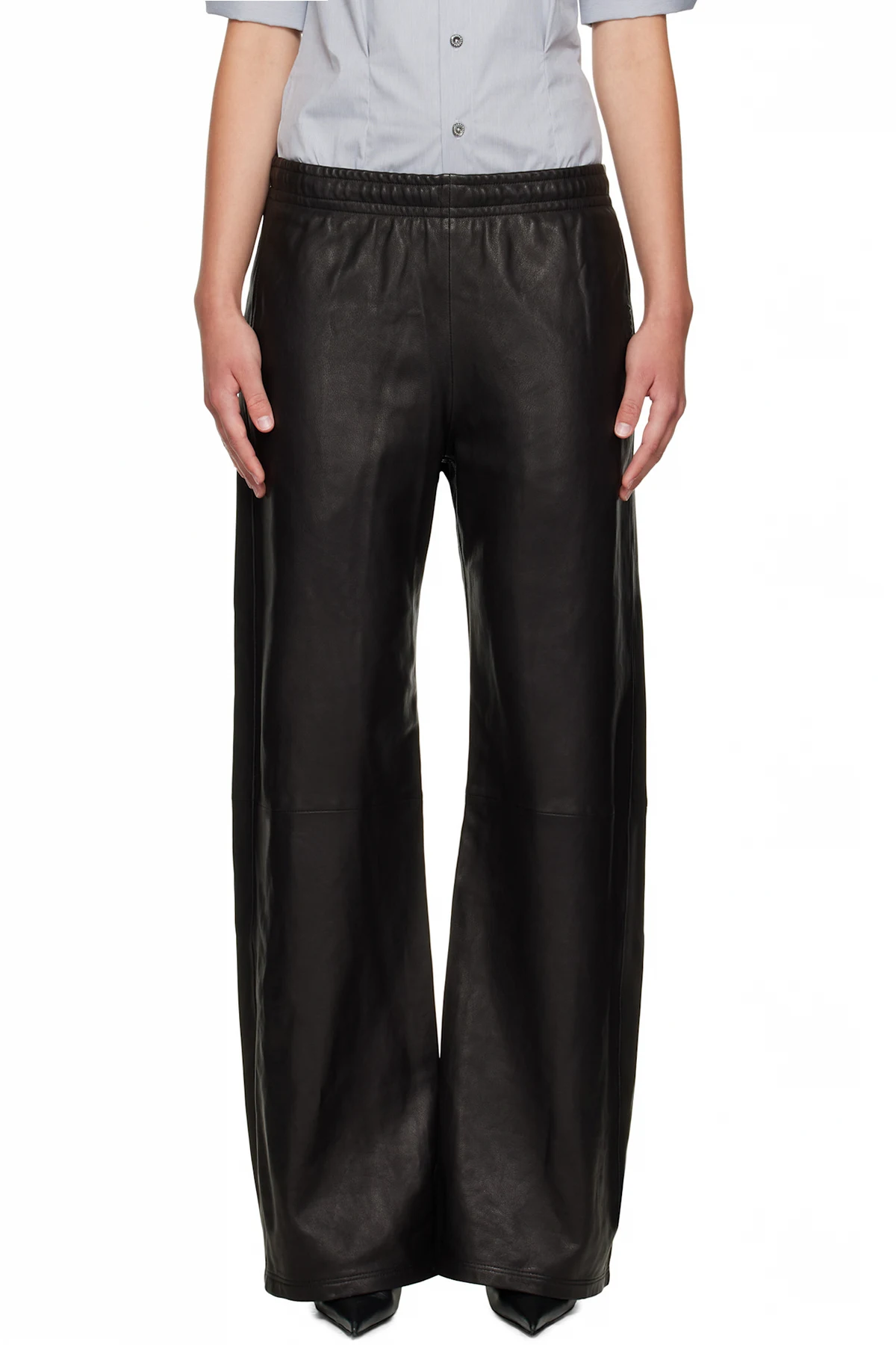 Black Lined Lambskin Pants