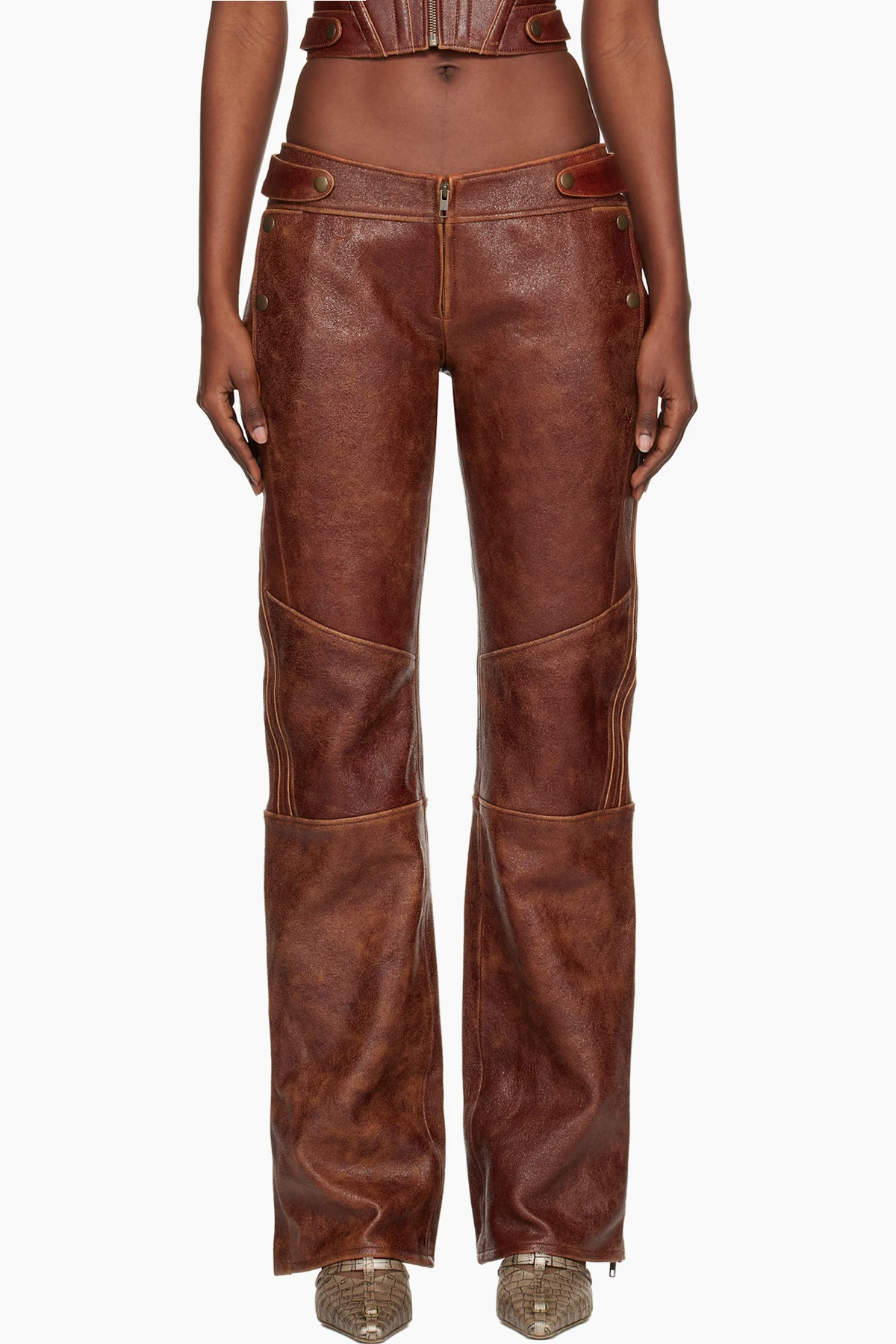 Brown Claw Leather Trousers